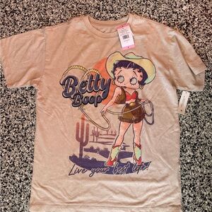 Betty Boop Women's Short Sleeve Tee - Cream and Pink
